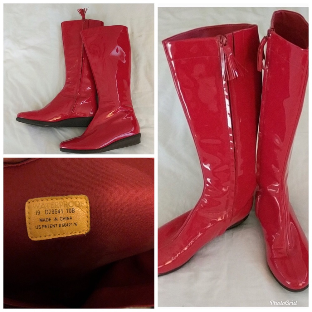 Cole Haan Red knee high Patent Leather Boots.